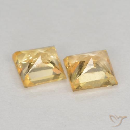 Sapphire Gemstones in 3.4 x 3.4 mm Size for Sale, Sapphire Stones in Light Gold Color