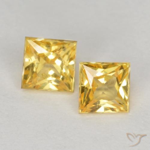 0.61 ct Yellow Sapphire, 3.5 x 3.4 mm Princess Cut From Tanzania, Photo A