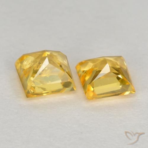 Sapphire Gemstones in 3.5 x 3.4 mm Size for Sale, Sapphire Stones in Medium Golden Color
