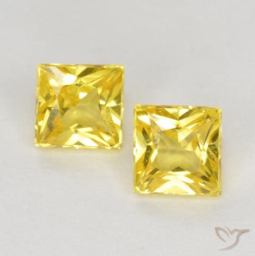 Loser gelber Saphir von 0,54 ct, 3,3 x 3,2 mm im Princess-Schliff aus Tansania, Photo A