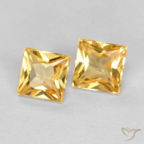 0.49 ctw Golden Sapphire Stones, Natural Sapphire in Princess-Cut Shape for Sale