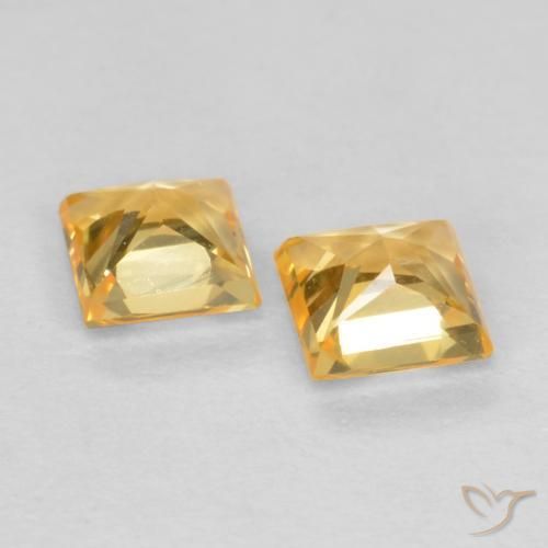 Sapphire Gemstones in 3.4 x 3.4 mm Size for Sale, Sapphire Stones in Light Orange-Gold Color