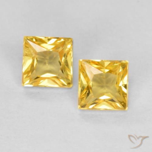 0.48ctw Natural Medium Gold Sapphire, Square, VS