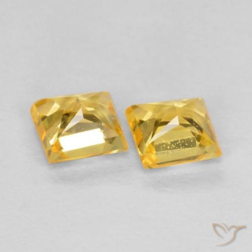 Sapphire Gemstones in 3.2 x 3.2 mm Size for Sale, Sapphire Stones in Medium Gold Color