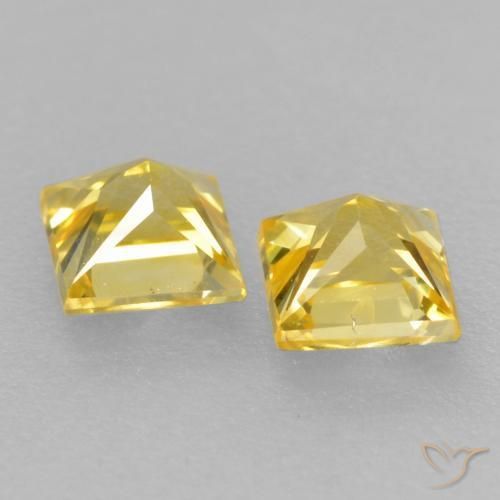 Sapphire Gemstones in 3.2 x 3.2 mm Size for Sale, Sapphire Stones in Medium Yellow Color