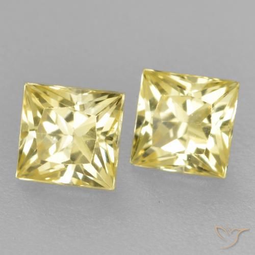 0.54 ctw Yellow Sapphire Stones, Natural Sapphire in Princess-Cut Shape for Sale