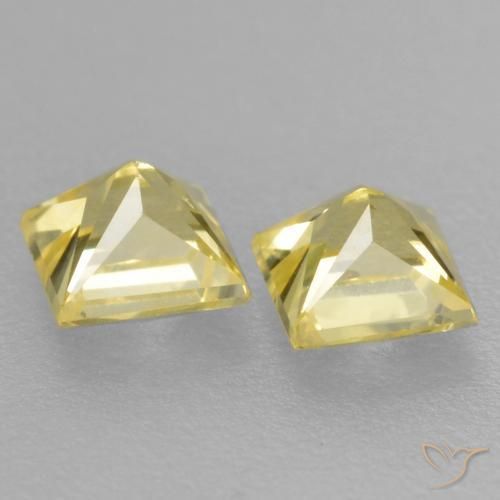 Sapphire Gemstones in 3.3 x 3.2 mm Size for Sale, Sapphire Stones in Medium-Light Yellow Color