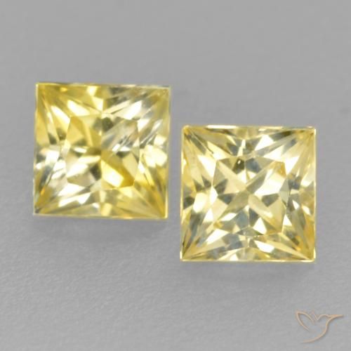 0.5 ct Loose Yellow Sapphire, 3.2 x 3.2 mm Princess Cut From Tanzania, Photo A