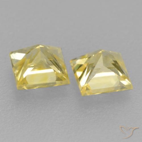 Sapphire Gemstones in 3.2 x 3.2 mm Size for Sale, Sapphire Stones in Medium-Light Yellow Color