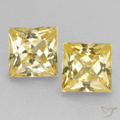 0.59 ct Loose Yellow Sapphire, 3.5 x 3.5 mm Princess Cut From Tanzania, Photo A