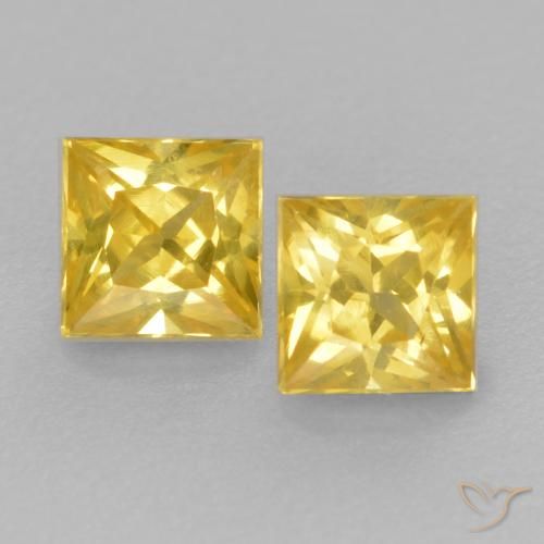 0.45 ct Loose Yellow Sapphire, 3.1 x 3.1 mm Princess Cut From Tanzania, Photo A