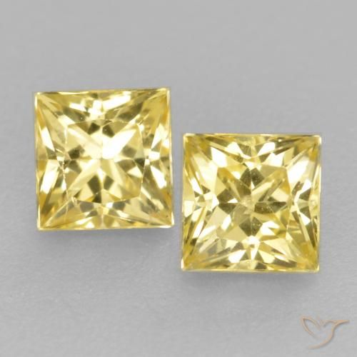 0.54 ct Loose Yellow Sapphire, 3.3 x 3.3 mm Princess Cut From Tanzania, Photo A