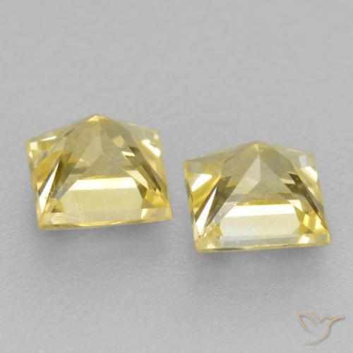 Sapphire Gemstones in 3.3 x 3.3 mm Size for Sale, Sapphire Stones in Medium-Light Yellow Color
