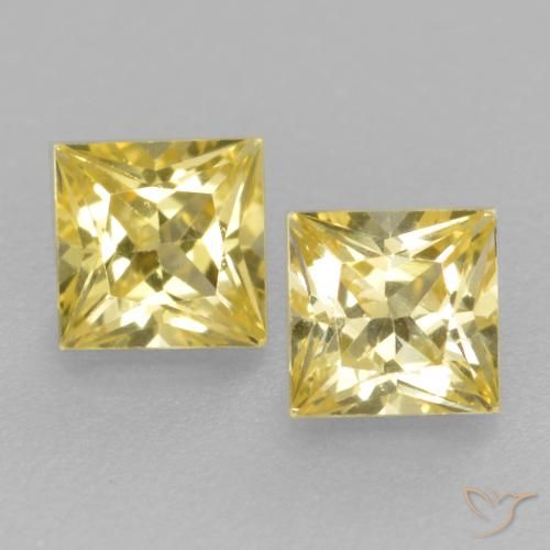 0.5 ct Loose Yellow Sapphire, 3.2 x 3.1 mm Princess Cut From Tanzania, Photo A
