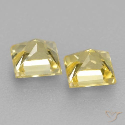 Sapphire Gemstones in 3.2 x 3.1 mm Size for Sale, Sapphire Stones in Medium-Light Yellow Color