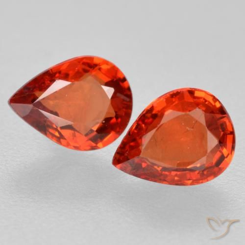 0.73 ct Loose Orange Sapphire, 5.1 x 3.9 mm Pear Cut From Tanzania, Photo A