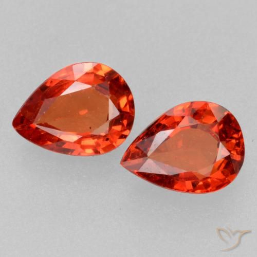 0.75 ct Loose Orange Sapphire, 5.1 x 3.8 mm Pear Cut From Tanzania, Photo A