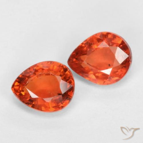 0.92 ct Loose Orange Sapphire, 5 x 4.1 mm Pear Cut From Tanzania, Photo A