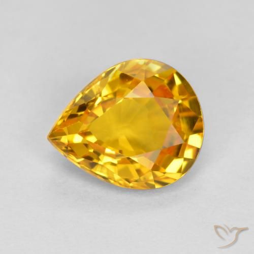 0.72ct Natural Golden Orange Sapphire, Pear Shape, VVS-VS