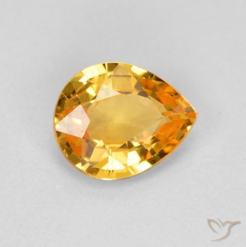 0.60 ct Golden Sapphire Stone, Natural Sapphire in Pear Facet Shape for Sale