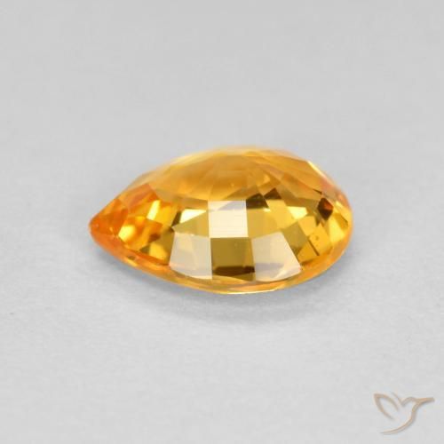 Sapphire Gemstone in 6 x 4.8 mm Size for Sale, Sapphire Stone in Deep Orange-Gold Color