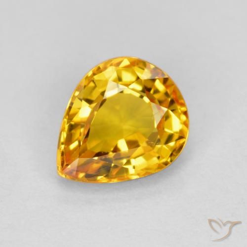 0.70ct Natural Bright Gold Sapphire, Pear Shape, VVS-VS