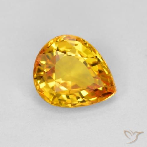 0.70 ct Golden Sapphire Stone, Natural Sapphire in Pear Facet Shape for Sale