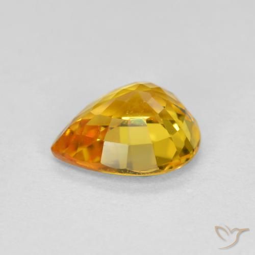 Sapphire Gemstone in 6 x 5 mm Size for Sale, Sapphire Stone in Bright Gold Color