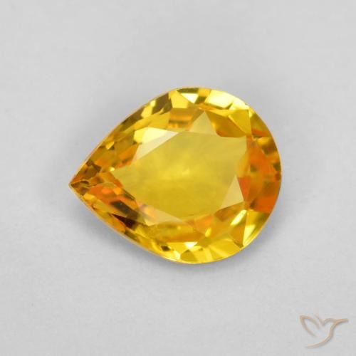 0.55ct Natural Golden Orange Sapphire, Pear Shape, VVS-VS