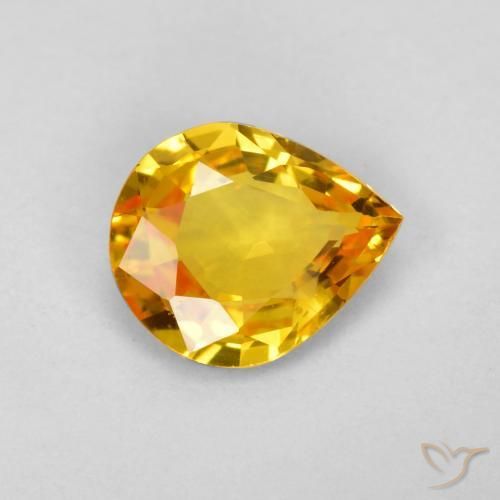 0.55 ct Golden Sapphire Stone, Natural Sapphire in Pear Facet Shape for Sale