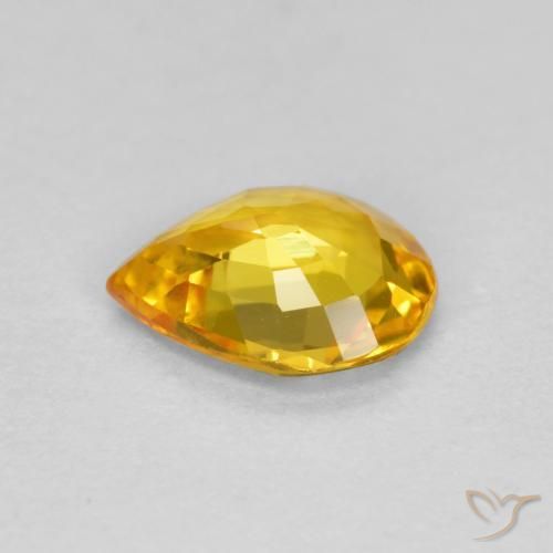 Sapphire Gemstone in 6 x 5 mm Size for Sale, Sapphire Stone in Golden Orange Color