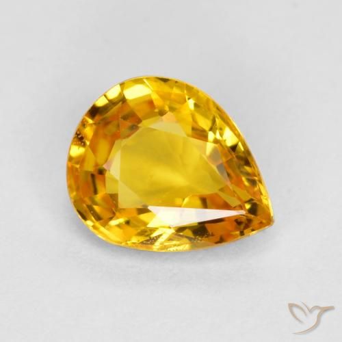 0.64ct Natural Bright Gold Sapphire, Pear Shape, VS