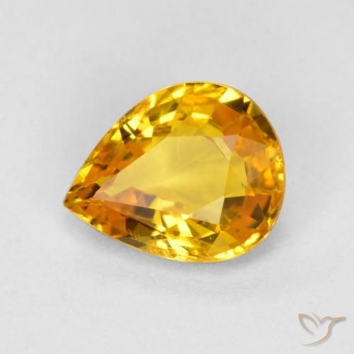 0.64 ct Golden Sapphire Stone, Natural Sapphire in Pear Facet Shape for Sale
