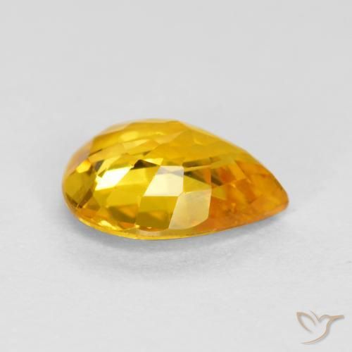Sapphire Gemstone in 6.1 x 4.9 mm Size for Sale, Sapphire Stone in Bright Gold Color