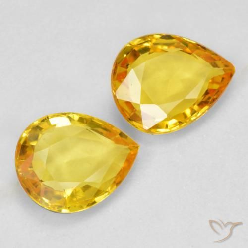 1.24 ctw Golden Sapphire Stones, Natural Sapphire in Pear Facet Shape for Sale