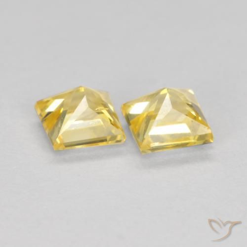 Sapphire Gemstones in 3 x 3 mm (calibrated) Size for Sale, Sapphire Stones in Tuscany Yellow Color