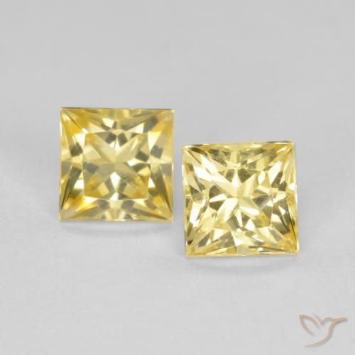 0.73 ct Loose Yellow Sapphire, 3.6 x 3.6 mm Princess Cut From Tanzania, Photo A