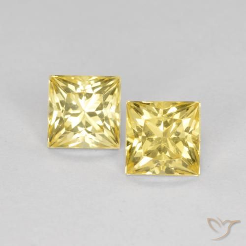 Loser gelber Saphir von 0,87 ct, 3,9 x 3,8 mm im Princess-Schliff aus Tansania, Photo A