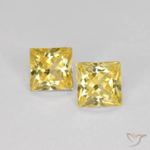 Loser gelber Saphir von 0,53 ct, 3,3 x 3,3 mm im Princess-Schliff aus Tansania, Photo A