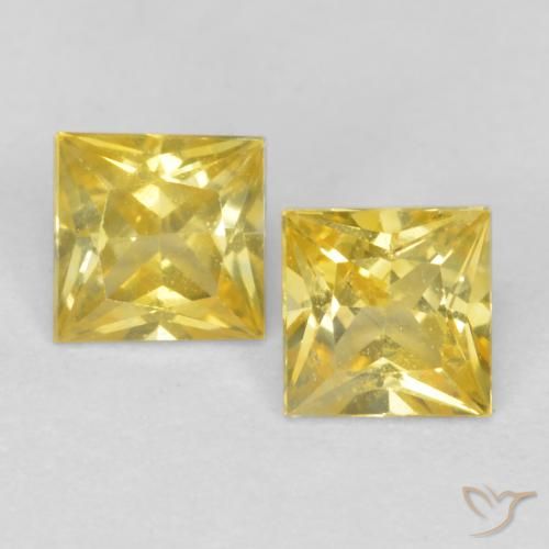0.5 ct Loose Yellow Sapphire, 3.4 x 3.4 mm Princess Cut From Tanzania, Photo A