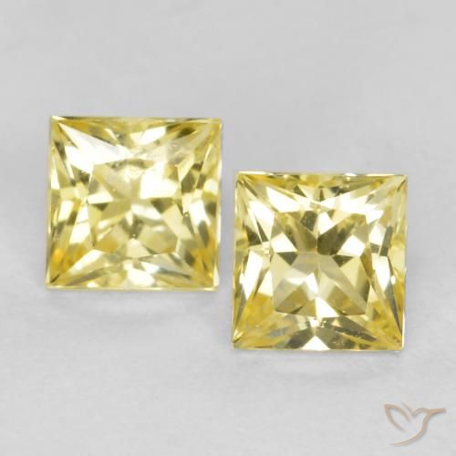 Loser gelber Saphir von 0,54 ct, 3,4 x 3,3 mm im Princess-Schliff aus Tansania, Photo A