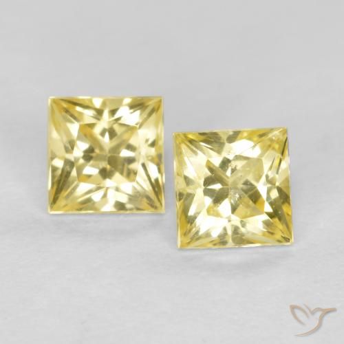 0.51 ct Loose Yellow Sapphire, 3.3 x 3.2 mm Princess Cut From Tanzania, Photo A
