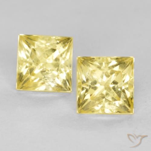 Zafiro amarillo suelto de 0,7 quilates, talla princesa de 3,6 x 3,6 mm de Tanzania, Photo A