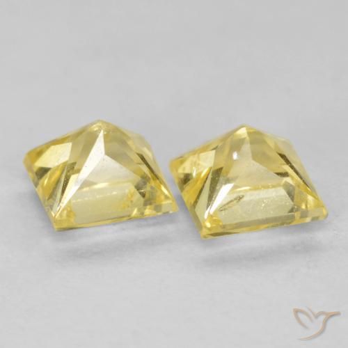 Sapphire Gemstones in 3.6 x 3.6 mm Size for Sale, Sapphire Stones in Medium-Light Yellow Color