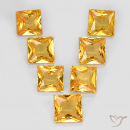 2.10ctw Natural Golden Orange Sapphire, Square, VS