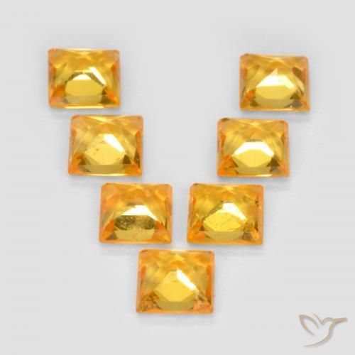 Sapphire Gemstones in 3.5 x 3.5 mm Size for Sale, Sapphire Stones in Golden Orange Color