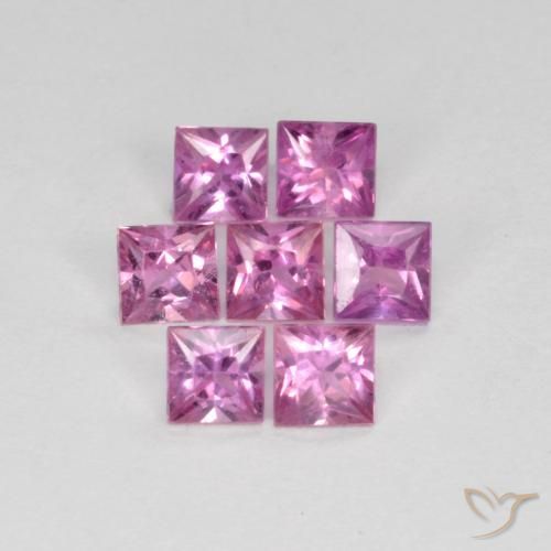 0.98 ctw Pink Sapphire Stones, Natural Sapphire in Princess-Cut Shape for Sale