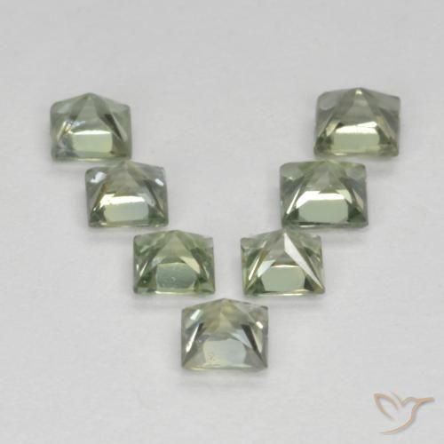 Sapphire Gemstones in 2.9 x 2.8 mm Size for Sale, Sapphire Stones in Light Sage Green Color