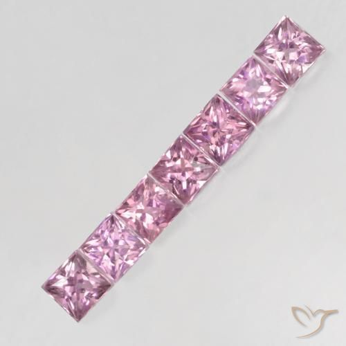 0.67 ctw Pink Sapphire Stones, Natural Sapphire in Princess-Cut Shape for Sale