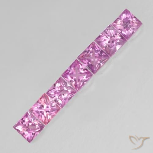 0.64 ctw Pink Sapphire Stones, Natural Sapphire in Princess-Cut Shape for Sale